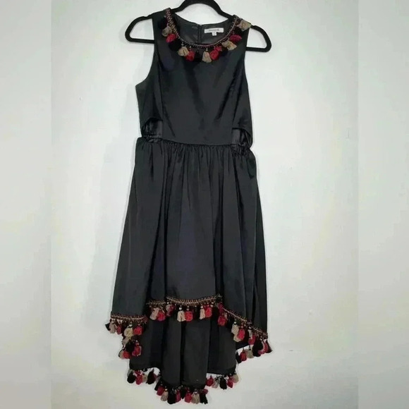 Francesca’s High Low Dress Cutout Waistline Fringes along Neckline and Hemline M - Picture 2 of 14